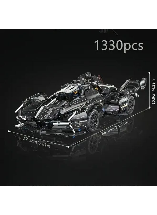 مكعبات بناء السيارة السوداء 1330 قطعة نموذج بلاستيكي ABS تصميم أنيق بناء متين هدية - Image 2